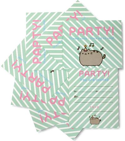 Gimtadienio kvietimų rinkinys PUSHEEN, 8 vnt.