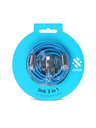 Įkrovimo laidas Link - 3-in-1 Cable 2m, blue