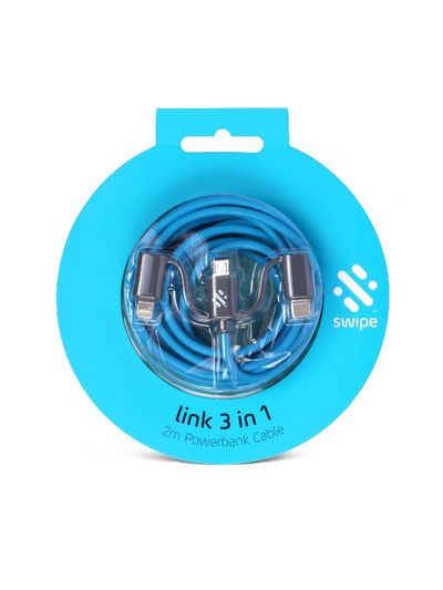 Įkrovimo laidas Link - 3-in-1 Cable 2m, blue