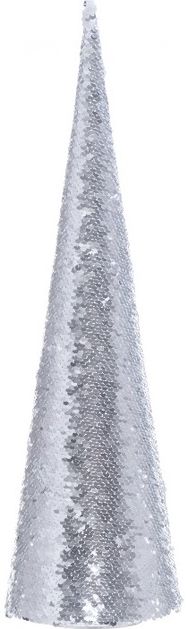 Dekoracija SEQUIN CONE SILVER/WHITE, 47 cm