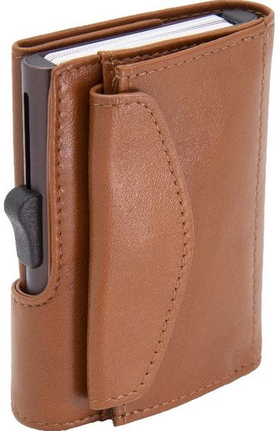 Piniginė C-SECURE su kortelių dėklu XL (8-12), Chestnut