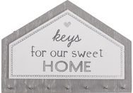 Kabinama lentelė raktams KEYS FOR OUR HOME, 7 kabliukai, 20x14 cm