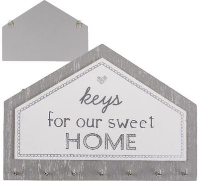 Kabinama lentelė raktams KEYS FOR OUR HOME, 7 kabliukai, 20x14 cm
