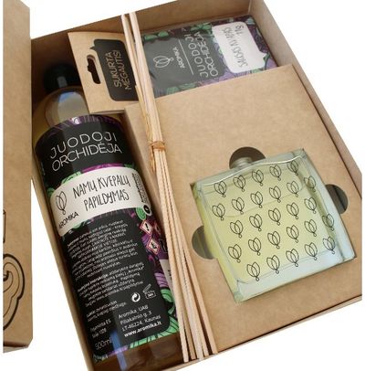 Namų kvapų rinkinys AROMIKA JUODOJI ORCHIDĖJA (namų kvapas+papildymas+sausas kva