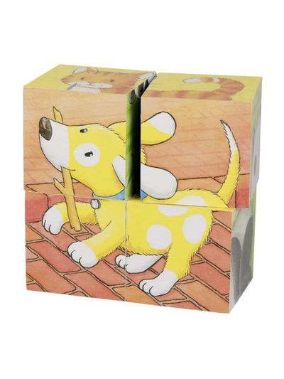 Medinės kaladėlės GOKI CUBE PUZZLE BABY ANIMALS 4 vnt.