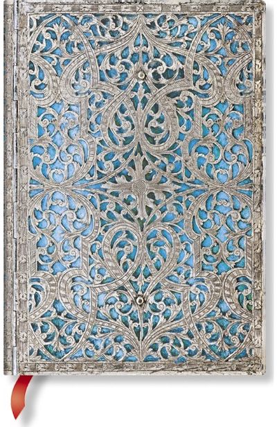 Užrašinė Hard Silver Filigree MAYA BLUE, Midi, linijomis, 240 p.