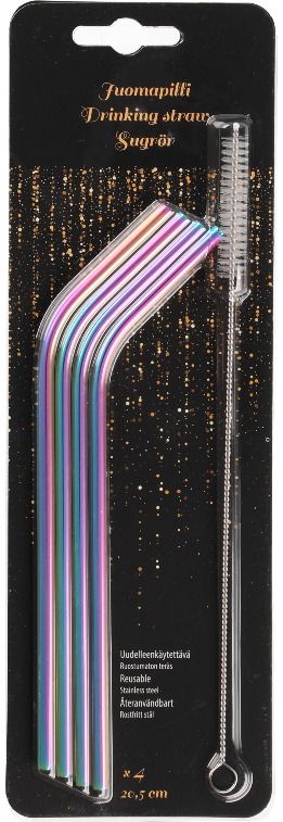 Daugkartiniai šiaudeliai RAINBOW NEW, 4 vnt.