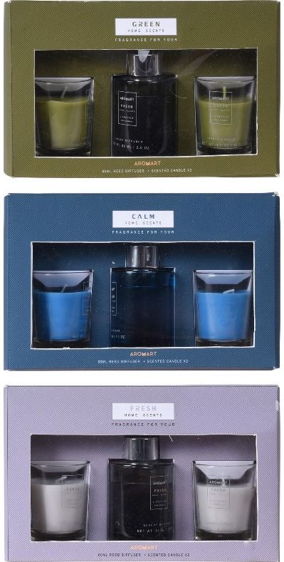 Dovanų rinkinys AROMART (namų kvapas+2 žvakutės)