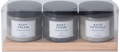Kūno priežiūros rinkinys UNIVERSAL (kūno kremas+kūno šveitiklis+vonios druska), 2x200 ml+280 g
