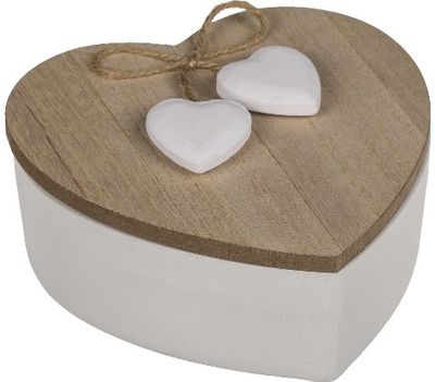 Medinė papuošalų dėžutė WHITE HEART, 12 cm