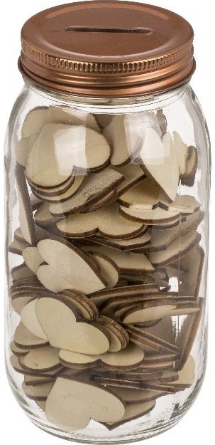 Palinkėjimų stiklainiukas BEST WISHES, 120 širdelių, 17x19 cm