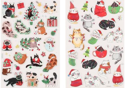 Kapel lipdukai „Kalėdų katės“, įv. rūšys