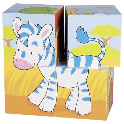 Medinės kaladėlės GOKI CUBE ANIMALS 4 vnt.