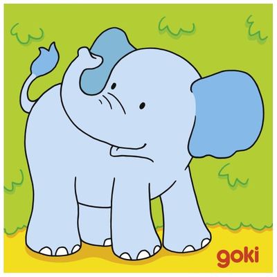Medinės kaladėlės GOKI CUBE ANIMALS 4 vnt.