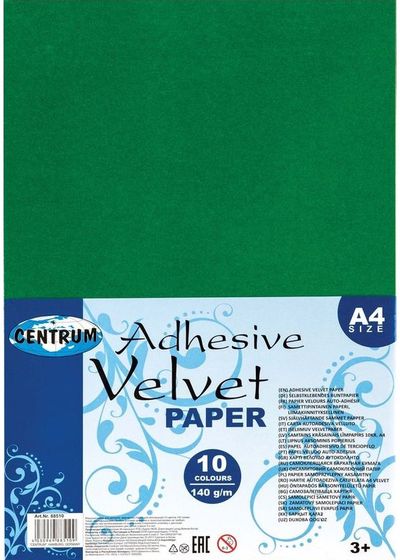 Popierius rankdarbiams VELVET, lipnus, A4, 10 spalvų
