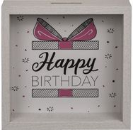 Medinė taupyklė HAPPY BIRTHDAY, 20x20 cm