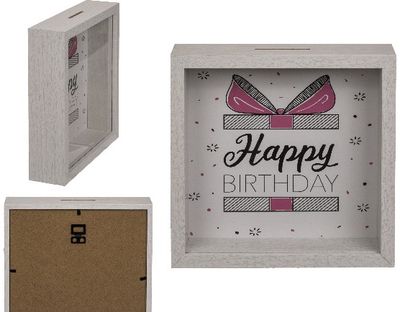Medinė taupyklė HAPPY BIRTHDAY, 20x20 cm