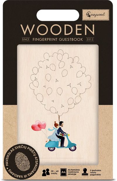 Paveikslas pirštų antspaudams MOPEDU DVIESE, A4, su 2 rašalo pagalvėlėmis