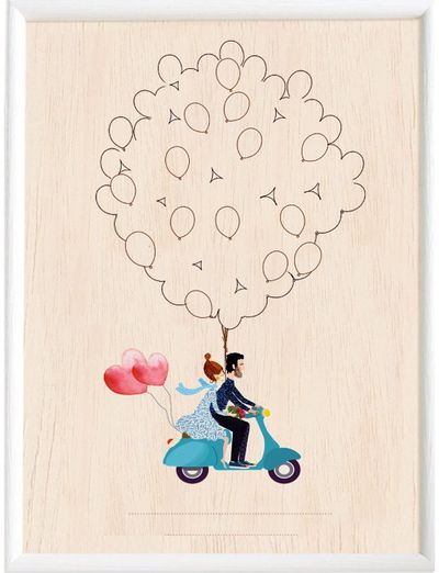 Paveikslas pirštų antspaudams MOPEDU DVIESE, A4, su 2 rašalo pagalvėlėmis