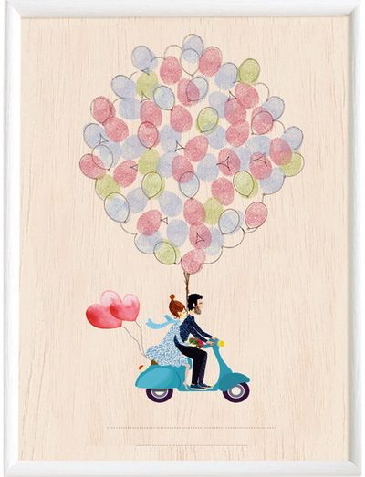 Paveikslas pirštų antspaudams MOPEDU DVIESE, A4, su 2 rašalo pagalvėlėmis