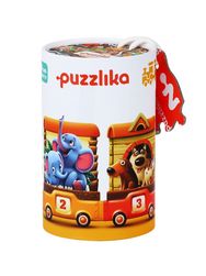 Lavinamoji dėlionė PUZZLIKA TRAIN, apvalioje dėžutėje