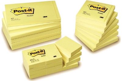 Lipnūs lapeliai POST-IT, 76 x 127 mm, 100 lapelių, geltoni