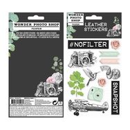 Skrebinimo lipdukai VINTAGE PU LEATHER, 9 vnt.