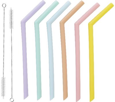 Silikoniniai šiaudeliai ME PASTEL MULTI, 10 vnt.