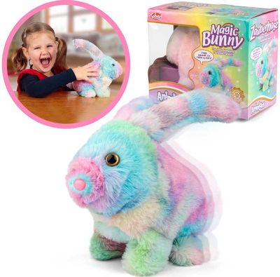 Pliušinis vaikštantis žaislas ANIMIGOS MAGIC RAINBOW BUNNY RABBIT