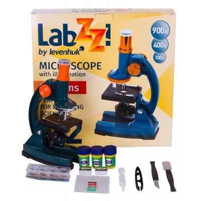 Mikroskopas LEVENHUK LabZZ M2 100x-900x su eksperimento komplektu