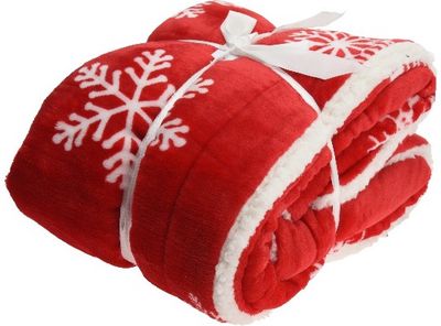 Kalėdinis pledas SNOWFLAKE RED, 150x130 cm