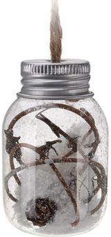 Eglutės dekoracija BOTTLE WHITE SNOW INSIDE, 4x4x6 cm