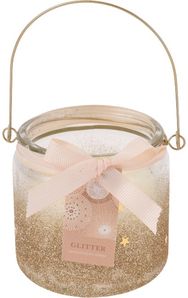 Žvakė stiklainėlyje JAR GLITTER STARS HANDLE, 7x7 cm