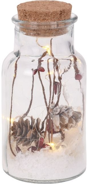 Kalėdų dekoracinis stiklainiukas CORK NATURAL, 5 LED, 7x14 cm