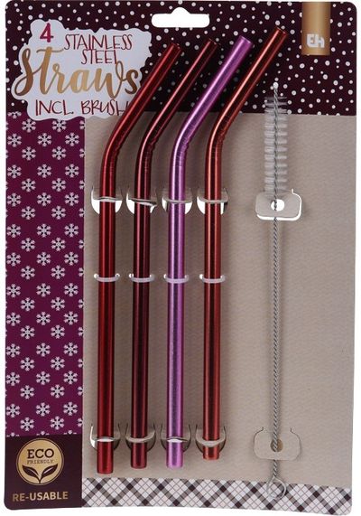 Daugkartiniai šiaudeliai SNOWFLAKES BLUE/PINK, 4 vnt.