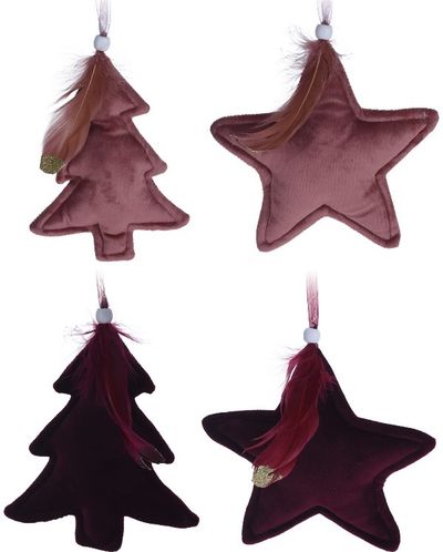 Kabinama dekoracija VELVET TREE/STAR FEATHER, 16 cm
