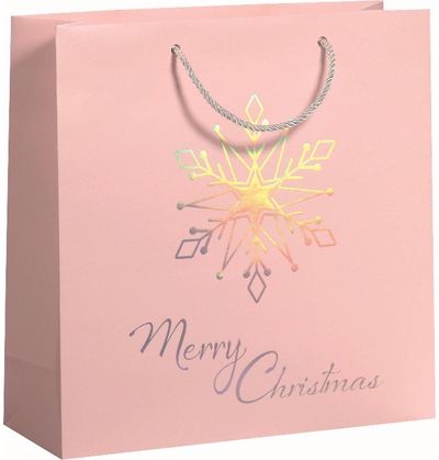 Kalėdinis dovanų maišelis HOLO CRYSTAL PINK MAXI, 33x12x33 cm