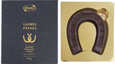 Juodojo šokolado 50 % figūra LAIMĖS PASAGA, 45g