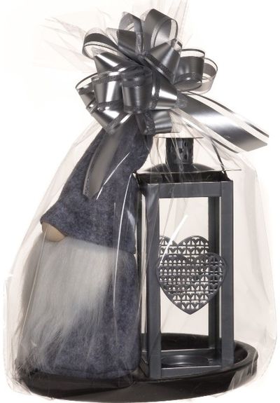 Dovanų rinkinys HEART GNOME (žibintas+padėklas+dekoracinis nykštukas)