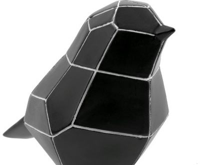 Statulėlė ORIGAMI BIRD BLACK/WHITE STRIPES, 14 cm