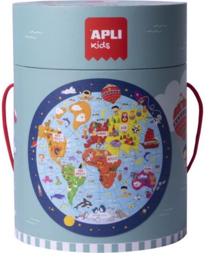 Dėlionė apvalioje dėžutėje APLI PUZZLE WORLDMAP 48 d.