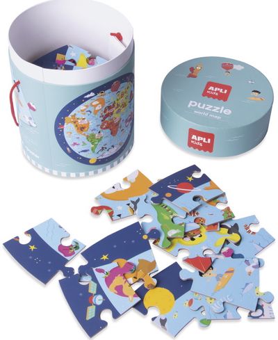 Dėlionė apvalioje dėžutėje APLI PUZZLE WORLDMAP 48 d.