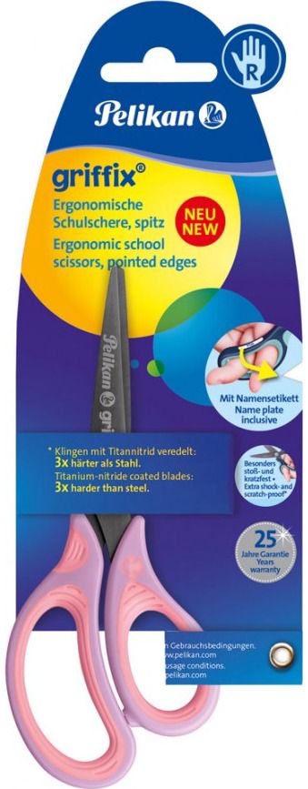 Žirklės Pelikan GRIFFIX NEON R, 15 cm, rausvos