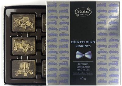 Juodasis šokoladas 75% DŽENTELMENO RINKINYS (figūrėlės) 45 g.