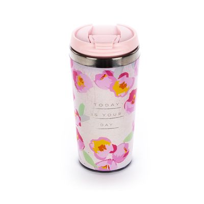 Kelioninis puodelis FLORAL TODAY IS YOUR DAY