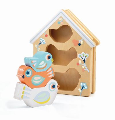 Lavinamasis kūdkio žaislas DJECO Baby White PAUKŠTELIAI