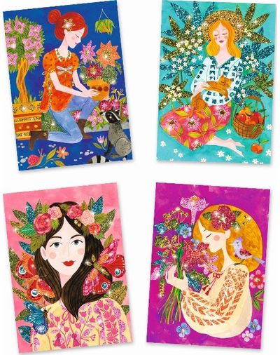 Kūrybiniai paveikslėliai DJECO Glitter boards -The scent of flowers