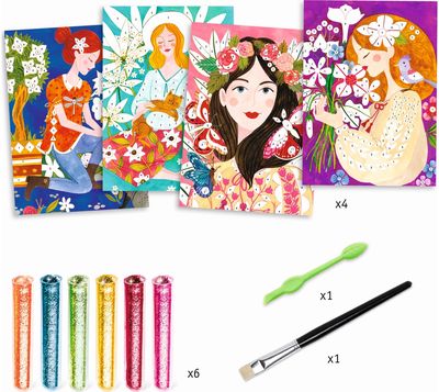 Kūrybiniai paveikslėliai DJECO Glitter boards -The scent of flowers