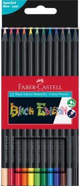 Spalvoti pieštukai Faber-Castell BLACK EDITION, 12 spalvų