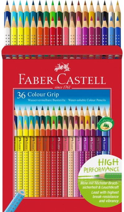 Akvareliniai pieštukai Faber-Castell GRIP, 36 spalvos